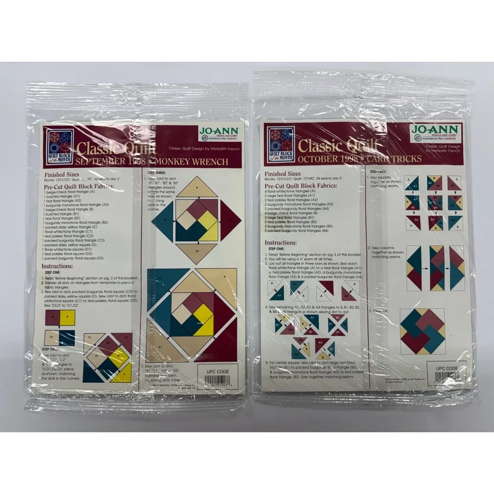 Classic Quilt Jo-Ann Quilt Block of the Month 1998 12 Month Set